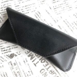 栃木レザー メガネケース 墨色 本革 コンパクト おしゃれ 日本製 ヌメ革