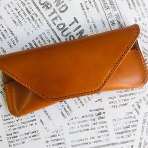 栃木レザー メガネケース キャメル 本革 コンパクト おしゃれ 日本製 ヌメ革