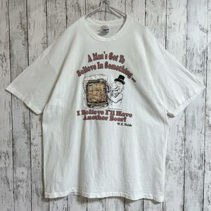 90's Hanes ヘインズ USA製 ビンテージTシャツ シングルステッチ 2XL 白 ホワイト 両面プリント 90年代ヴィンテージ HTK1612