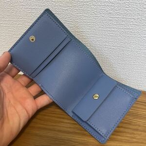 AGRADAVEL　ミニ財布　三つ折り　くすみ水色　カードケース パスケース