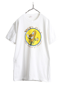 70s USA製 ■ WBAU ラジオ キャラクター イラスト プリント Tシャツ L メンズ M 程/ 70年代 ビンテージ 企業 当時物 ヒップホップ ラップ