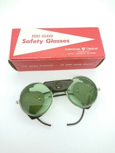  dead stock American Optical american Opti karu leather side guard green lens safety goggle sunglasses 