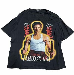 ブルースリー　ビッグプリント　BRUCE LEE プリントTシャツ　黒　90s RAP Tee ラップTee 2XL