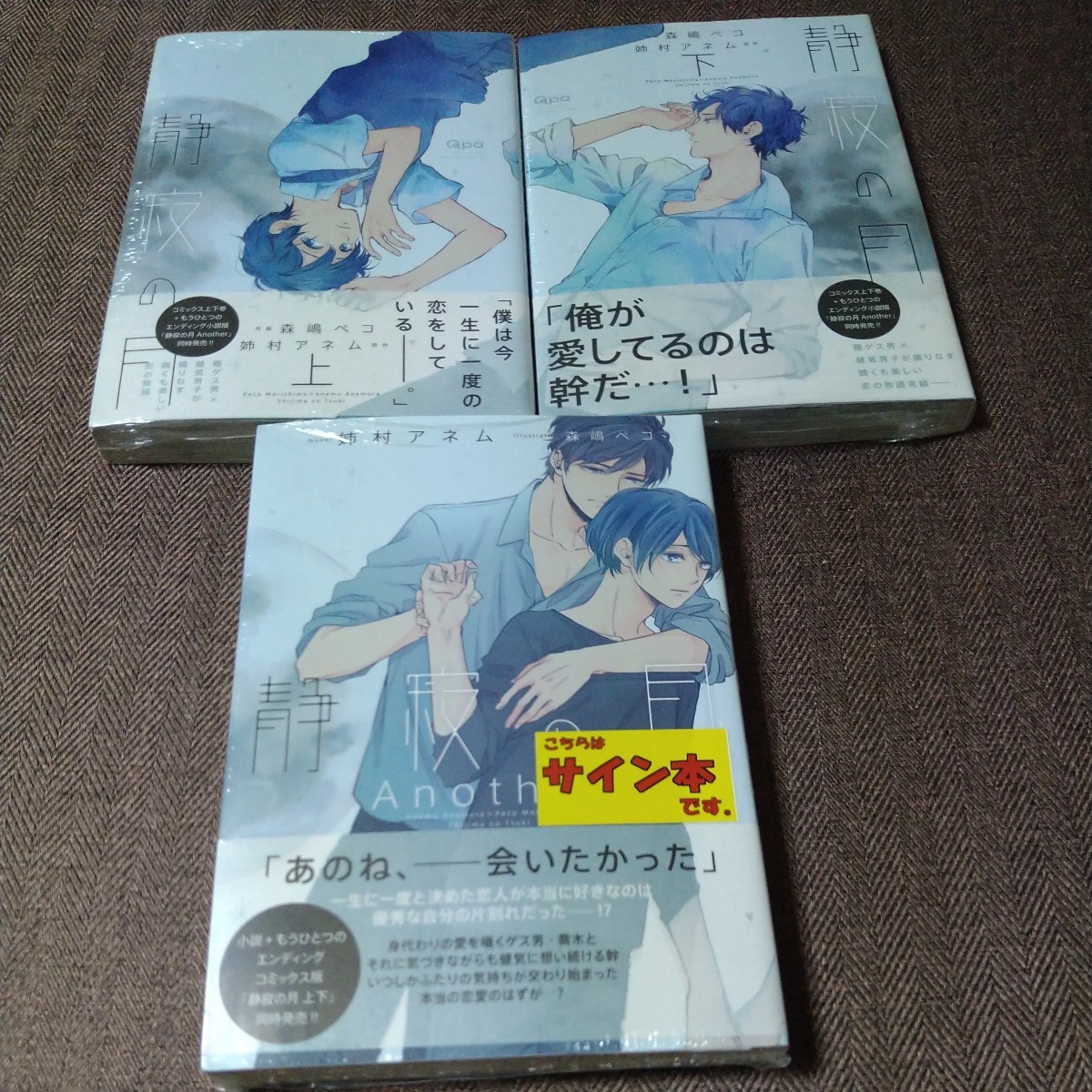 Autographed book with hand-drawn illustrations: Silent Moon, Volumes 1 and 2, Another Comics Volumes 1 and 2, Novels Novels only signed books Anemmura Anem, Peko Morishima New and unopened, Book, magazine, comics, Comics, Boys Love