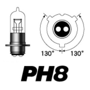 M＆H バイク ヘッドライト球 PH8 12V35/36.5W P15D25-3 9AGH(S2ホワイトゴースト) 9A GH