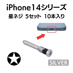 5セット 10本入り iPhone14 Pro Max Plus シルバー 銀 アイフォン ★ネジ 星ネジ 底ネジ ボトムネジ ペンタローブネジ 予備 紛失 部品