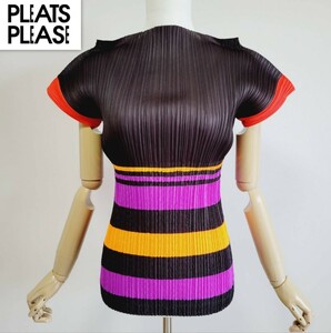 【極美品】PLEATS PLEASE ISSEY MIYAKE プリーツプリーズ イッセイミヤケ ボーダー カットソー 半袖Tシャツ border cut sew TEE トップス