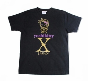 【yoshikitty】ハローキティ　Tシャツ　グッズ　Xジャパン　Yoshiki　黒　カットソー