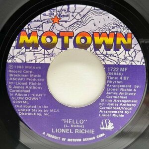 USオリジナル 7インチ LIONEL RICHIE Hello / You Mean More To Me ('83 Motown) ライオネル・リッチー 45RPM.