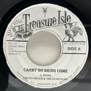 良好!! JAプレス 7インチ JUSTIN HINDS & THE DOMINOES Carry Go Bring Come / Sinners (Treasure Isle) SKA デューク・リード 45RPM.