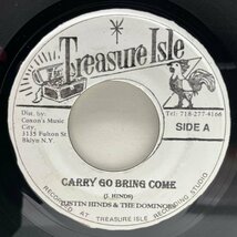 良好!! JAプレス 7インチ JUSTIN HINDS & THE DOMINOES Carry Go Bring Come / Sinners (Treasure Isle) SKA デューク・リード 45RPM._画像1