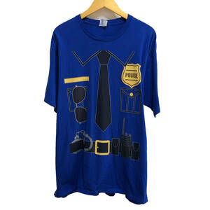 USA 古着 半袖 Tシャツ PORT&COMPANY ブルー青 メンズXLサイズ POLICE 制服 プリントTシャツ 古着卸 激安 BA1093