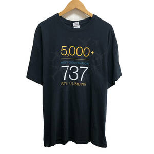 USA 古着 半袖 Tシャツ GILDAN ブラック黒 メンズXLサイズ BOEING737 飛行機 プリントTシャツ 古着卸 激安 BA1094