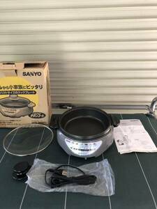 ★ SANYO HPS-36G ホットプレート オレンジ チタンコート温度調節 コンパクト★