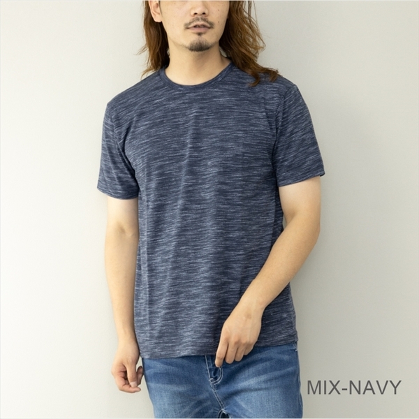 【即落送料込み】カラー MIX-NAVY サイズM SKKONE(スコーネ) Tシャツ メンズ 半袖 クルーネック 4color