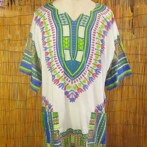 ⑨新品＊男女兼用＊コットン素材＊アフリカンプリント＊ダシキ＊ＤＡＳＨＩＫＩ＊ＸＬ