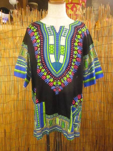 ⑫新品*男女兼用*コットン素材*アフリカンプリント*ダシキ*DASHIKI*XL
