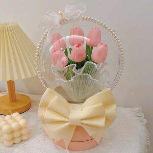 ソープフラワー誕生日記念日女性人気可愛いプレゼント花束韓国チュリップブーケ　レディース
