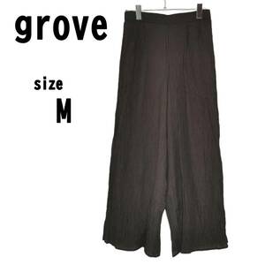 【M】grove グローブ レディース パンツ 薄手 柔らか生地 ワイド幅