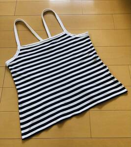 *0 UNIQLO Uniqlo cotton 100% camisole XL border white × navy dark blue white × black 0*