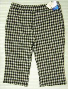  tag attaching * unused *se seal | stretch capri pants | white black check pattern LL| made in Japan |UV cut,. sweat * speed .,.. prevention, light weight 