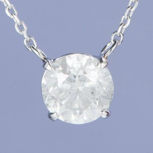 送料無料 大粒1カラットのラウンドブリリアントカット　ダイヤモンドペンダントネックレス プラチナ製(D: 1.14ct Pt900/850)　ソリテール