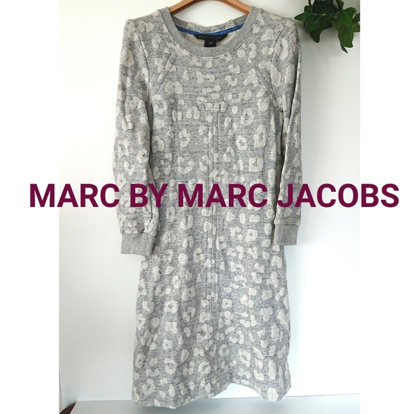MARC BY MARC JACOBS マークジェイコブス 長袖 スウェット ワンピース スカート 総柄 レオパード 豹柄 グレー
