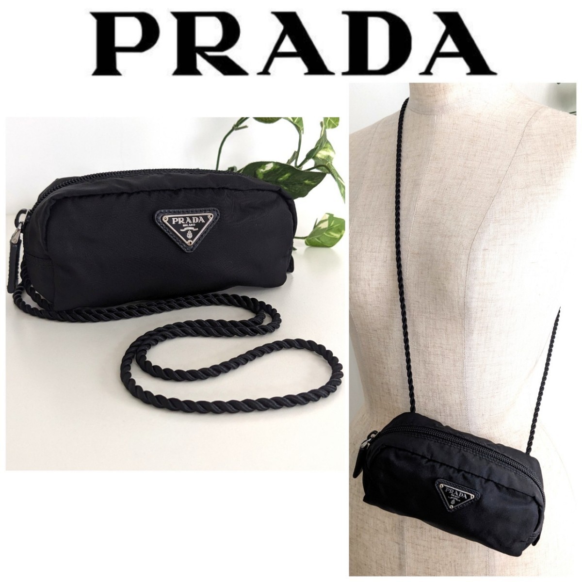 良品 PRADA プラダ ナイロン サコッシュ ショルダーポーチ 鞄
