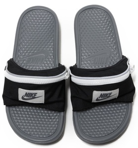 新品 送料込 NIKE BENASSI JDI FANNY PACK 25cm/US7 黒灰 ナイキ ベナッシ ファニーパック SANDAL サンダル 収納ポケット付き スリッパ