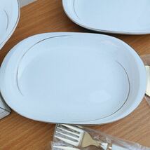 日本の陶器　白のお皿　金縁　スプーンフォークセット　カレー/スパゲッティ/ランチプレート/中皿_画像2