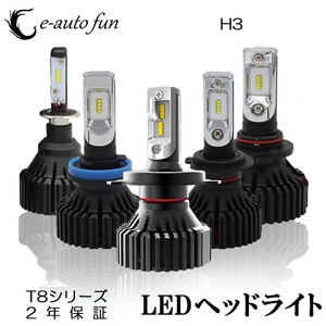 LEDヘッドライト H3 DC12V/24V 12000ルーメン 6500K ホワイト 車検対応 2本セット 2年保証