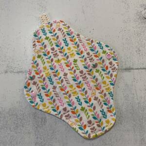 *M size * hand made fabric napkin holder 23cm pastel leaf pattern ( pra snap / less . white flannel *W gauze )