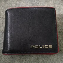 POLICE ポリス牛革折財布 濃紺　navy_画像1