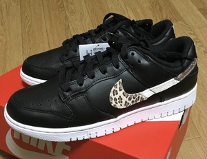 新品未試着 26cm(MENS 25.5cm) NIKE W DUNK LOW SE ANIMAL SWOOSH BLACK ナイキ ダンク アニマル スウッシュ ブラック 黒 DD7099-001