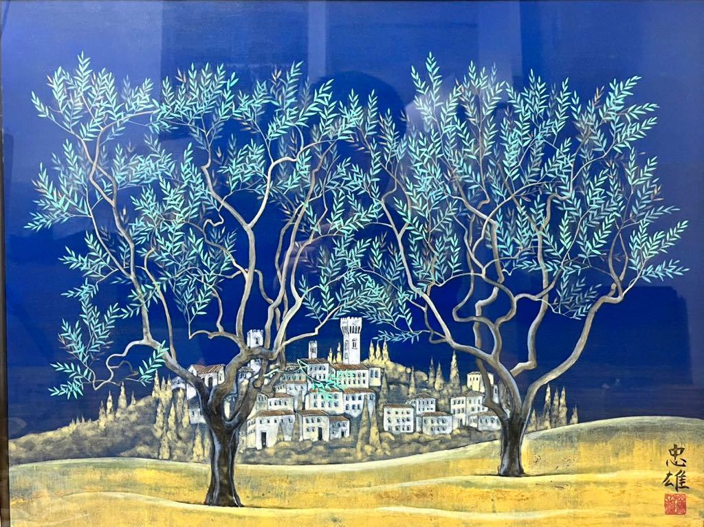 ☆Японский художник Тадао Окадзаки Olive Hill Iwai 10-го (без футляра) Заморский пейзаж Подлинность гарантирована, Рисование, Картина маслом, Природа, Пейзаж