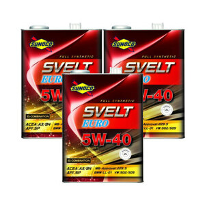 SUNOCO SVELT EURO 5w40 4L/3缶 API SP ACEA A3/B4 スノコ スヴェルト ユーロ フルシンセ 日本サン石油 スポーツ走行 サーキット ターボ