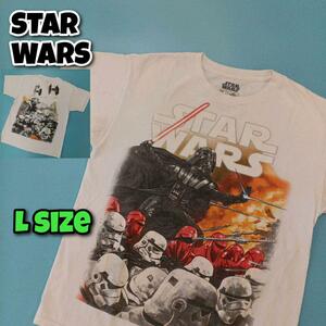 【L】STAR WARS プリントTシャツ バックロゴ ホワイト リユース ultramto