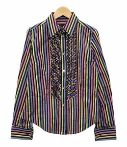 美品 ポールスミス マルチストライプ 長袖シャツ レディース 42 XS以下 PAUL SMITH [0104]