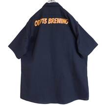 4814/Dickies 半袖 ワークシャツ L●洗濯プレス済●ネコポス可●ワッペン プリント ODD13 BREWING ディッキーズ 古着_画像1