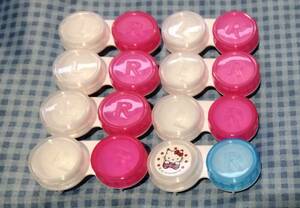  new goods contact lens case contact lens case soft 8 piece set pink × white blue × white Hello Kitty -