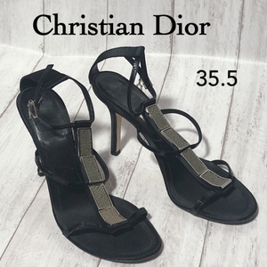 Dior сандалии 35.5/ Christian Dior ремешок & каблук ga Roo автомобиль узор 