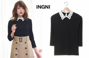  today only * new goods! wing [INGNI]K rib collar attaching tops 7 minute sleeve K*