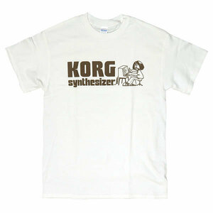 [Lサイズ]KORG（コルグ） シンセサイザー 70sヴィンテージデザインTシャツ ハウス テクノ クラブ DJ ホワイト