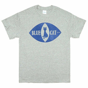 [Mサイズ]Blue Cat（ブルーキャット） Records by Trojan SKA スカ 猫目 ネコ Tシャツ グレー