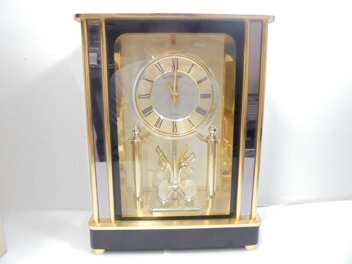 41】1円~SEIKO クオーツ 置時計 動作未確認 不動品 電池収納にサビ