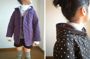 ★YONE 子供用キルティングジャケットの型紙　80～130サイズ　コート　子供服　フードコート