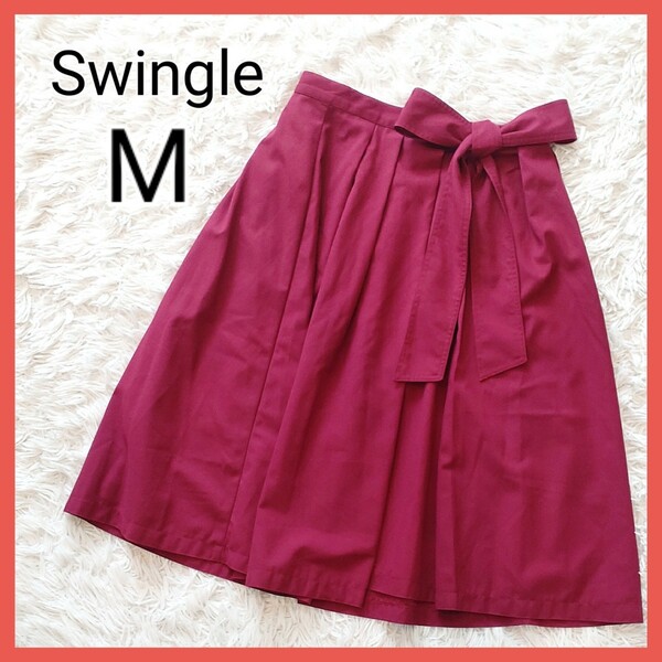 【M】Swingle　スウィングル　ウエストリボンタックスカート