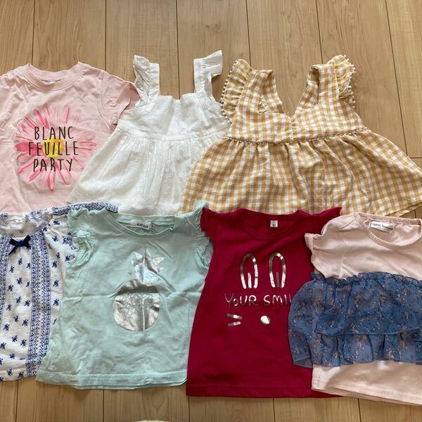 90.95センチ　Tシャツ　7枚セット　　　　　　　　薄緑はSLAP SLIP、白色はbaby GAPです。