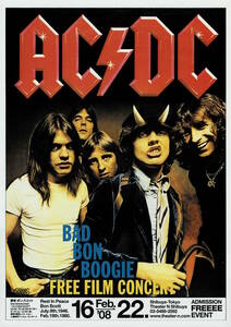 映画チラシ 洋エ 2008 AC／DC BAD BON BOOGIE FREE FILM CONCERT ■ ボン・スコット | Sony Music 