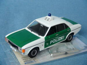 バンガーズ1/43限定品1976年型フォード・グラナダMk1セダンPOLIZEIドイツ・ザールポリスカー白/緑・美品/箱&パーツ付